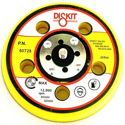 GripIt Sanding Pad 50795: Firm, 5", Hook, 5 Hole, Standard Profile, 5/16-24 Male