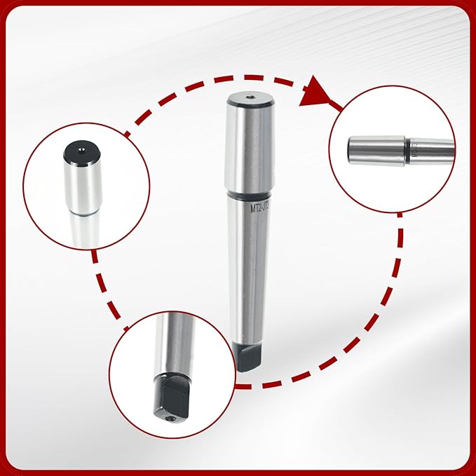 findmall MT2+JT3 Tanged End Drill Collet Arbor Adapter with Tang End for Drill Chucks and Machine Tool