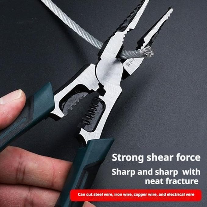 Industrial-Grade Multi-Function Cutting Pliers, 9-in-1 Multi-Functional Pliers Nail Puller/Wire Cutter/Stripper/Crimper?봀ompound Action Leverage Design,Professional Cutting Tool for Home Repair