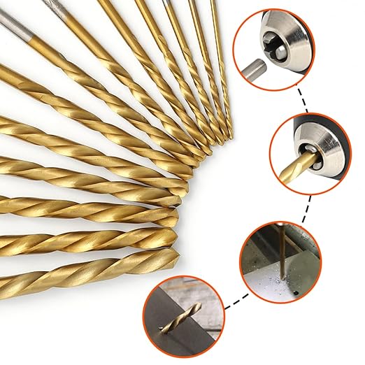 COMOWARE 13pcs Left Hand Drill Bit Set, SAE (1/16" - 1/4"), HSS M2 Drill Bit, 135째 Split Point, Titanium Nitride Coated, Reverse Drills Bits for Metal/Plastic/Wood, with Index Case