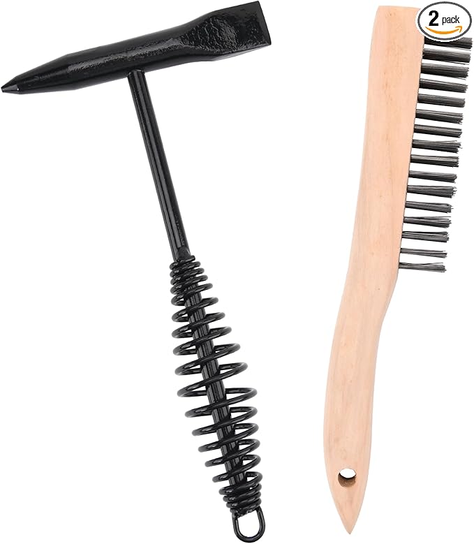Chipping Hammer Welding with Coil Spring Handle,11Inch Welding Steel Wire Brush for Cleaning Removing Slag and Welding Residue