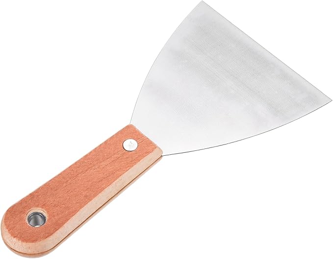 PATIKIL 4" Putty Knife, Carbon Steel Blade Scraper Tool with Wooden Handle for Repairing Wall Paint Stripping Removing Wallpaper