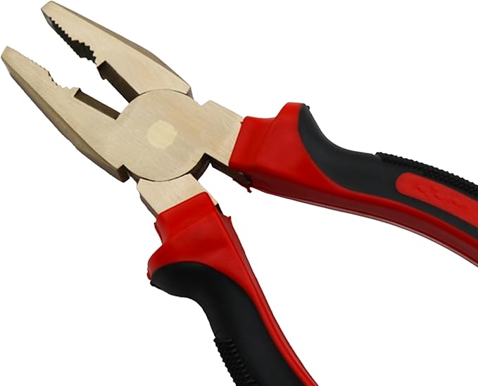Non Sparking Combination Pliers Length 250mm (9-27/32 Inch) Aluminum Bronze Copper, Spark Free Safety, Non-Magnetic and Corrosion-Resistant