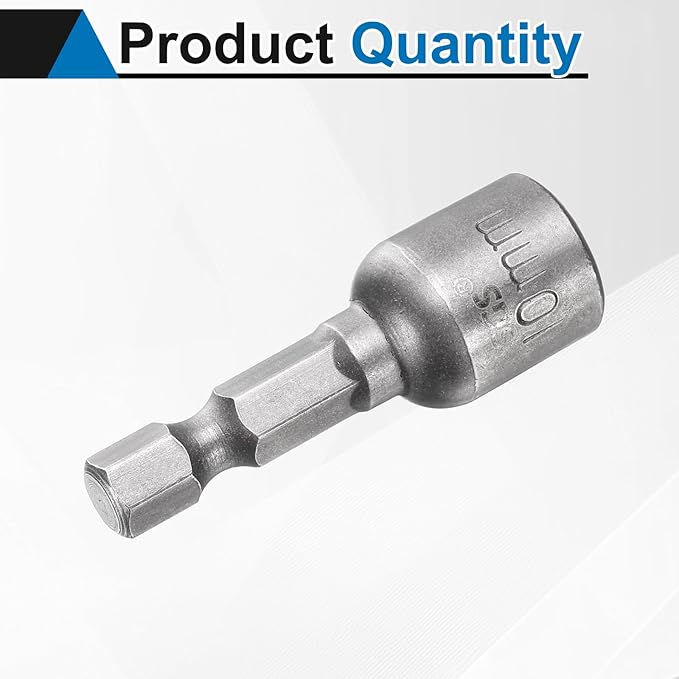 HARFINGTON Nut Driver Drill Bit 10mm Metric Socket 1/4" Hex Shank 1.65" (42mm) Long Magnetic 6-Point Sockets Quick Change CR-V Steel Bolt Setters for Power Drill Drivers