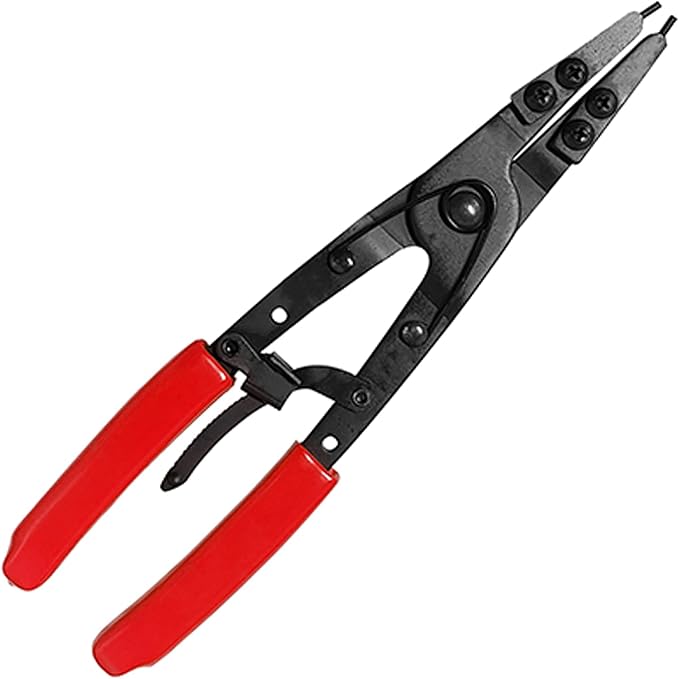 38700 Spindle Snap Ring Pliers, Internal External Heavy Duty Plier Circlip Installation Removal Red Automotive Tool Kit for Ford Pickups 2007 and Newer with Ratcheting Lock Mechanism