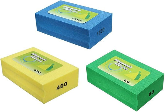 3 PCS Sanding Blocks 60 Grit+400 Grit+1500 Grit Polishing Grinding Block Diamond Polishing Hand Pads Block For Granite Marble Glass Grinding