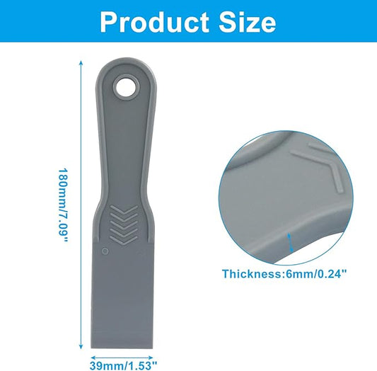 1.5 Inch Plastic Putty Knife Scraper, 5Pcs Flexible Spackle Knife for Spackling, Air Bubble Remover, Sticker Installation, Used for Repairing Walls, Pasting Plaster, Scraping Putty (Grey)