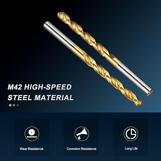 PATIKIL 5.9mm Drill Bit, M42 8% Cobalt High-Speed Steel Jobber Straight Shank 135° Titanium Nitride (TiN) Coated for Hard Metal Stainless Steel - 1 Pack