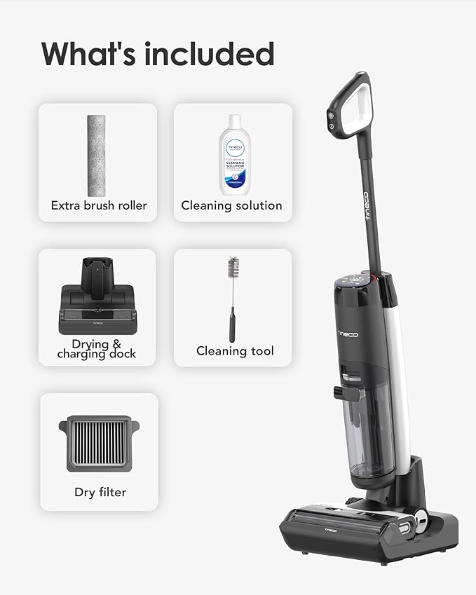 Tineco Floor ONE S7 FlashDry Smart Cordless Wet Dry Vacuum Cleaner, Long Runtime, Great for Sticky Messes, Self-Cleaning, 158?덳ot Air FlashDrying, Dual-Sided Edge Cleaning, Extended Battery Lifespan