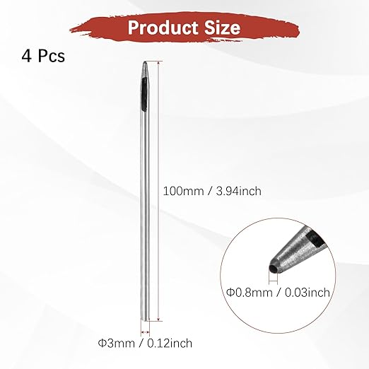 0.8MM Leather Hole Punch Tool [4PCS] - Metal Round Belt Hole Puncher Use for Leather Working & Belts & Watch Band & Paper & Plastic - [Silver Tone] Round Hollow Tools