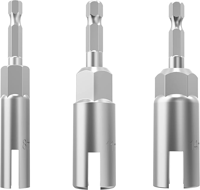 3 Pack竊?mm, 11mm,14mm) 1/4" hex Shank nut Driver Power Wing nut Drill bit Socket Tool Drive kit,wing nut driver,drill hange,For Hexagonal Shank Steel Drill Bit, For Screw Hole, C-hook Bolt, Q-Hanger