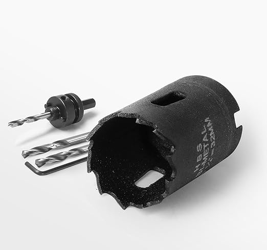 1-1/4 Inch Hole Saw with 1/2" Triangle Shank Quick Change Arbor, JTemgle Bi-Metal Hole Saw Heavy Duty Hole Cutting Tool for Cornhole Boards, Recessed Lights, Wood, Plastic, Drywall & Soft Metal