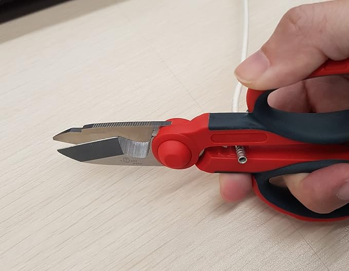 5 1/2" Electricians Scissors, Stainless Steel Sharp Blades and Soft Rubber Grip, Professional Electrician Shears for cutting Solid Copper Wire, Insulated cable, Thick Rope & More. Crimp Wire
