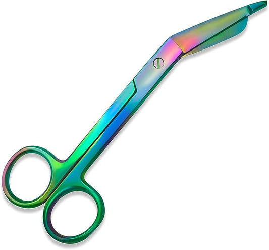 Bandage, Castroviejo, & Iris Scissors, & Kelly, & Mosquito Forceps Rainbow - Stainless Steel, DIY Crafting Scissors and Forceps Multicolors (Bandage Scissors, 3.5 inches)