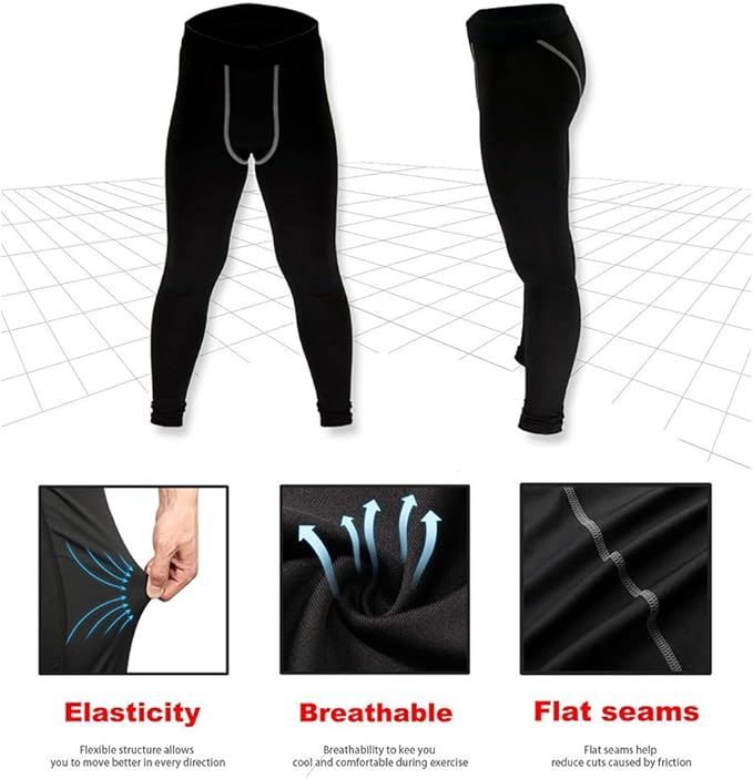 LANBAOSI Youth Boys Compression Leggings Athletic Pants Base Layer Football Workout Tight