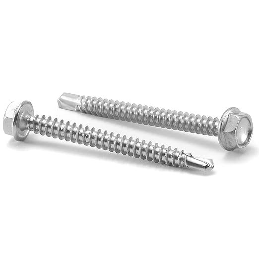 #10 x 2 Sheet Metal Screws 100PCS 410 Stainless Steel Hex Washer Head Fast Self Tapping Screws by SG TZH