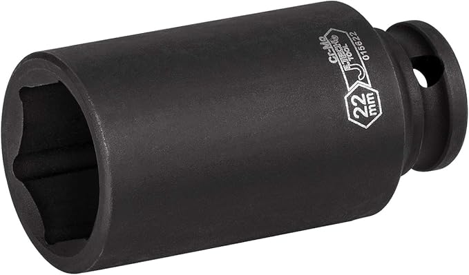 Jetech 3/8-Inch Drive 22mm Deep Impact Socket with 6-Point Design, Heat-Treated Chrome Molybdenum Alloy Steel, Metric