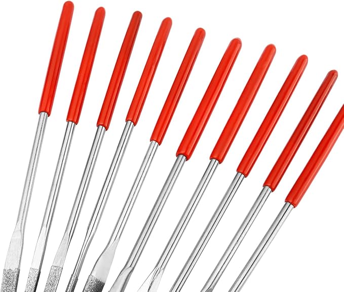 10 Pcs Mini Diamond File Set, 4 × 160mm Small Metal Files Diamond Needle File Precision Hand Tools for Glass, Wood, Stone, Plastic, Jewelry & DIY