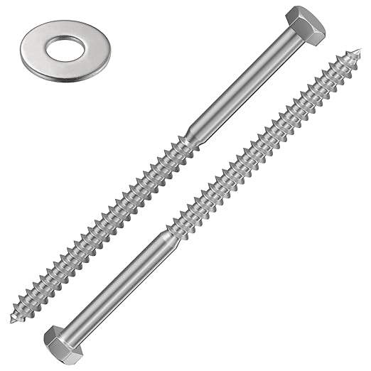 Lag Screws Wood Screws (20PCS, 5/16"x5", Silver) Hex Head Lag Bolts,(8x125) Heavy Duty Lag Screws,304 Stainless Steel Bolts 18-8