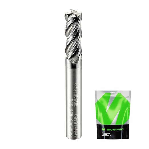 SHARPRO 6mm Shank End Mill 6mm Cutting Dia. 4 Flutes AlCrN Coated Carbide Square CNC End Mills, Apply for Alloy Steel, Stainless Steel, and Various Cast Iron