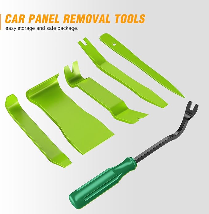 GOOACC 6PCS Auto Trim Removal Tool Kit No-Scratch Tool Kit for Car Audio Dash Window Molding Fastener Remover Tool Kit-Green