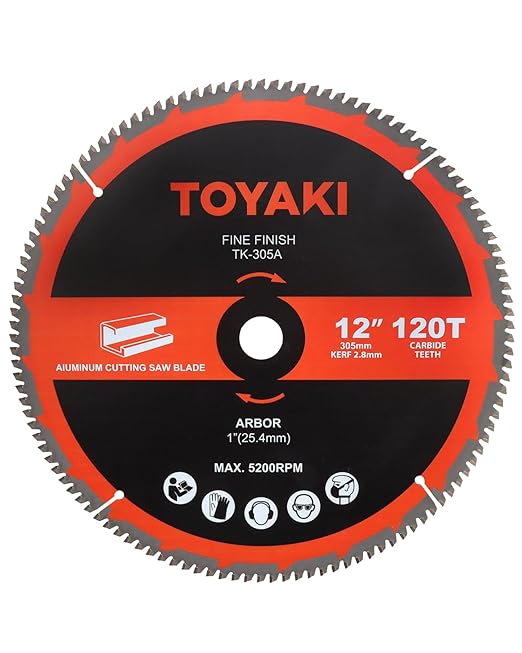 12-Inch Miter Saw Blade, TCG Aluminum Working 120-Tooth Carbide Fine-Finish Professional Saw Blade with 1-Inch(25.4mm) Arbor, Use for Miter Saws Table Saws and Circular Saws