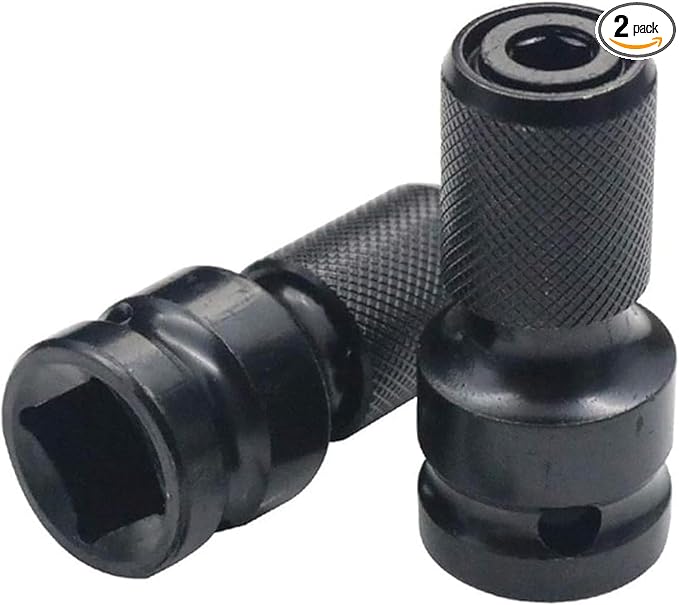 2PCS 1/2 inch Square Drive to 1/4 inch Hex Female Socket Adapter Converter Chuck Adapter for Impact Air and Electric Wrench