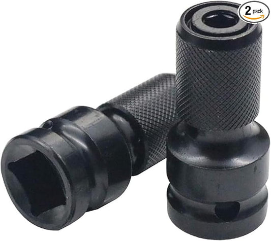 2PCS 1/2 inch Square Drive to 1/4 inch Hex Female Socket Adapter Converter Chuck Adapter for Impact Air and Electric Wrench