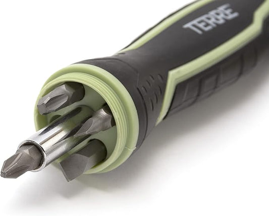 Terre Products, 6 in 1 Double Faced Hammer Tool, Small Rubber Mallet Hammer, Built-In Multi Bit Screwdriver, Ergonomic Non-Slip TPR Handle, Perfect for Crafts, Jewelry, Wood, Auto, and Flooring