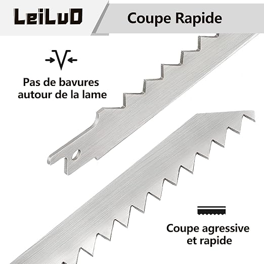 LEILUO 12-Inch Frozen Meat Bone Cutting Reciprocating Saw Blades 5 Piece Stainless Steel Sawzall Blades with Storage Box