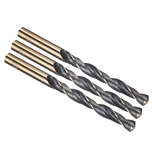 PATIKIL 9.5mm Drill Bit, Jobber Straight Shank 4341 High-Speed Steel 118째 Black and Gold Finish for Medium-Hard Metal Steel Acrylic - 3 Pack