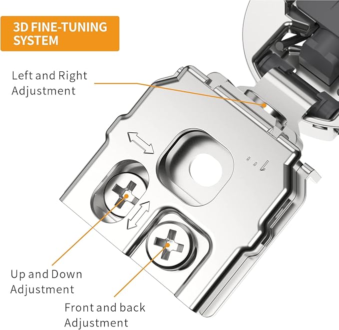 Chibery 8 Pack 1" Overlay 3D Soft Close Concealed Hinge for Face Frame Door, Smooth Slow Self Closing Hinges, Satin Nickel, Hidden 105째 Open Angle Stainless Steel Hinge for Kitchen Cabinet Door