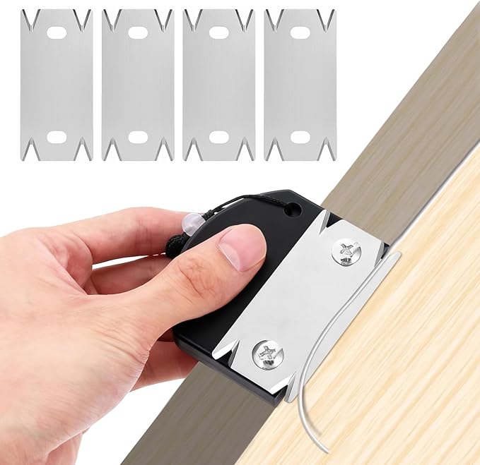 Edge Banding Trimmer,Complete Kit with 4 Pcs Replacement Blades for Precise Trimming of PVC, ABS & Wood Veneer in Furniture Repair and DIY Projects
