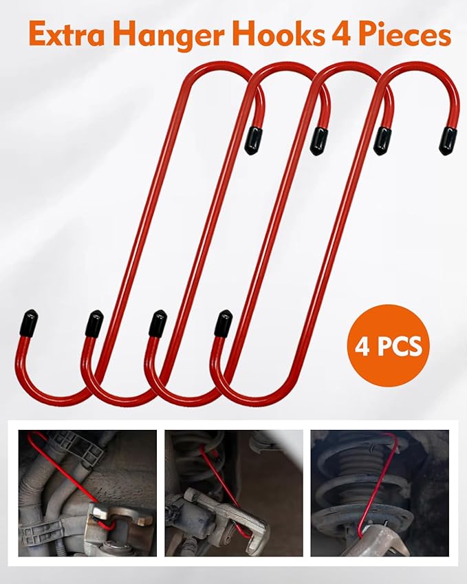 Upgraded Brake Caliper Compression Tool 4 in 1 Universal Caliper Piston Compressor Tool with 4 Brake Caliper Hangers Brake Pad Spreader Tool with 360째Swing Ratchets for Car Brake Repair