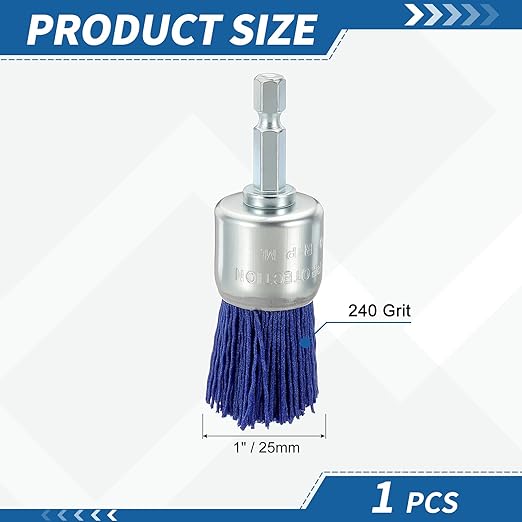 Wire Brush for Drill (1"/25mm) 1Pack, Crimping Steel Wire 0.05" (Nylon) Blue Wire Brush Drill Attachment with 1/4" Hex Shank - for Rust,Cleaning, Deburring on Cast Iron