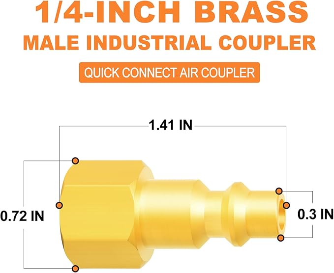 GASHER 1/4-Inch NPT Female Brass Industrial Air Plug, Pneumatic Plugs 300PSI (10-Pack)
