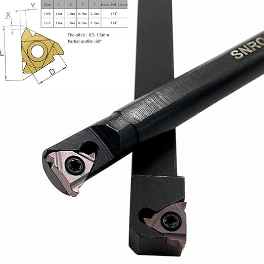 Lathe Threading Tool External/Internal Threading Tool Holder SER1010H11+SNR0010K11 Threading Inserts 11ER AG60 11IR AG60 for Boring Bar Holder (SER1010H11+SNR0010K11+11ER A60+11IR A60 (Purple))