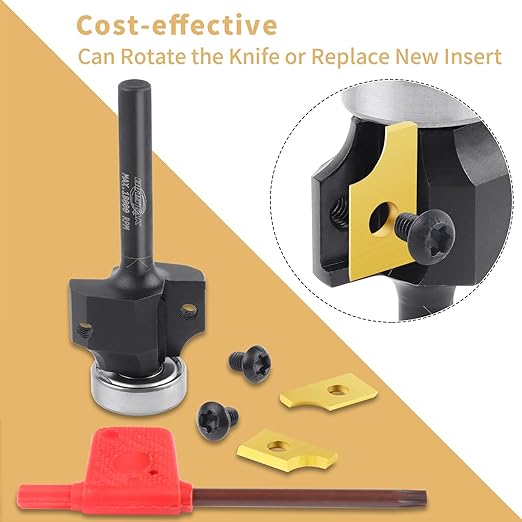 3/16" Radius Insert Roundover Router Bit 1/4" Shank, Replaceable Carbide Insert Edge Forming Roundover Bit Bead Rounding Over Edging Bit Wood CNC Router Bits