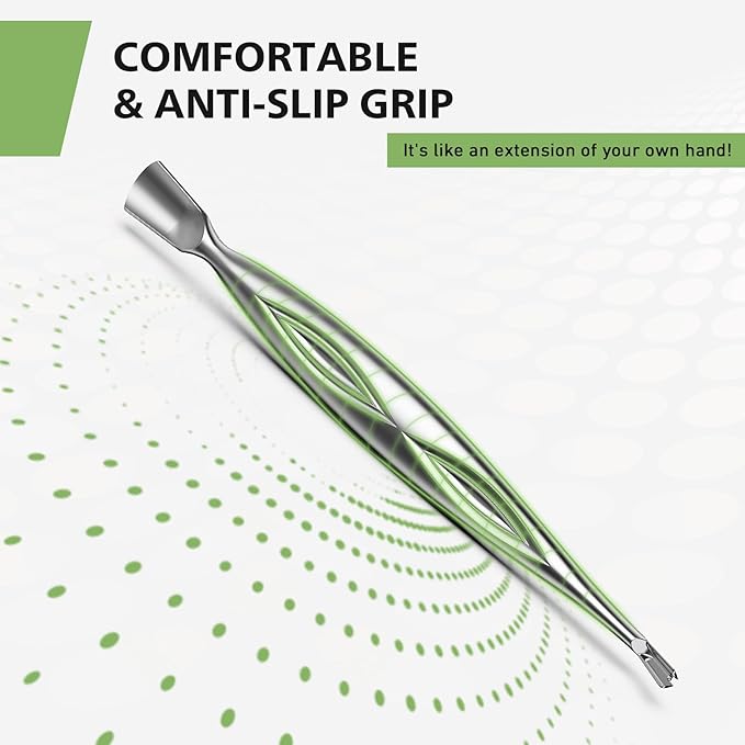 BALUCA 2-in-1 Cuticle Pusher & Trimmer with Fork ??Professional Stainless Steel Nail Cuticle Remover Tool for Pain-Free Manicure & Pedicure ??Durable Metal Cuticle Nippers and Scraper, Silver