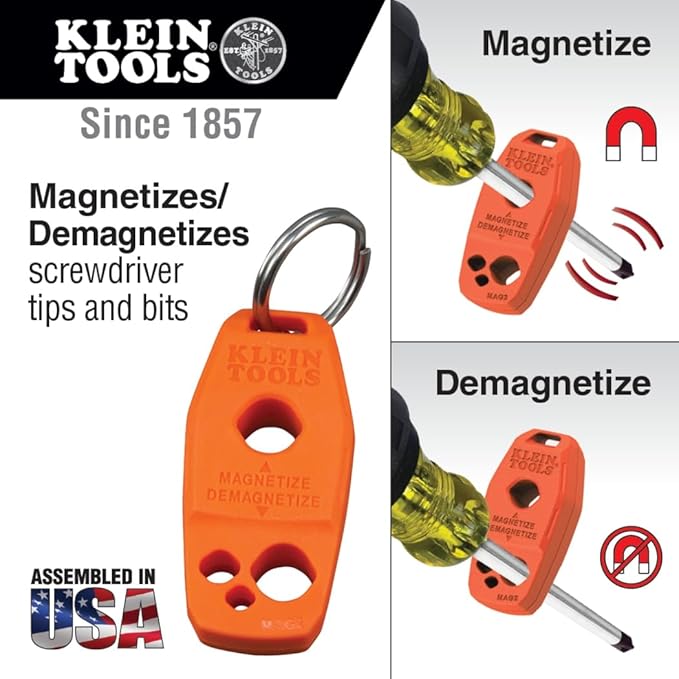 Klein Tools 85077INSR Insulated Screwdriver Set with Magnetizer, Made in USA, 1000V Electrical Screwdrivers, Phillips, Slotted, Square, 7-Piece