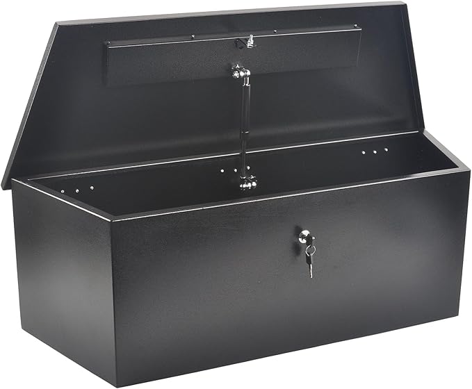 35 Inch Steel Tongue Tool Box with Lock and 2 Keys, Underbody Storage Truck Bed Organizer Toolbox for Trailer Pickup RV, Job Tool Chest, 35 X 12 X 11.8 Inch, Black
