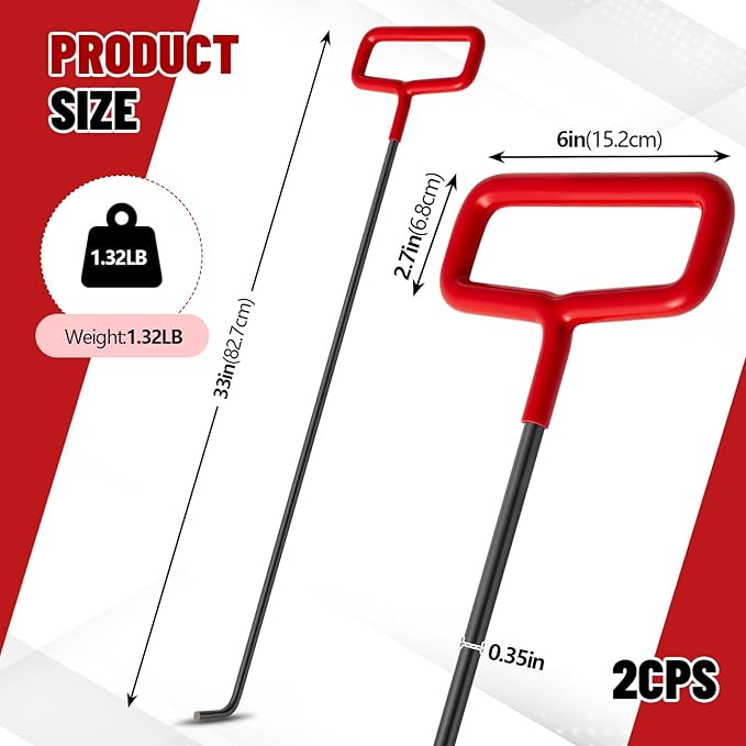 Zonon 2 Pcs Rebar Lifter Hook Concrete Tool 33 Inch Length Industrial Grade Steel with Rubber Handle for Lifting Positioning Rebar and Mesh While Pouring Concrete in Construction Site