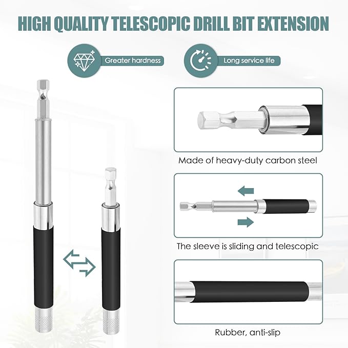 Drill Bit Holder 3.1/4.7?쇺? Drill Bit Extension 5 Pcs, Magnetic Bit Holder 1/4?쇺?Hex, Drill Extension Bit Holder Carbon Steel with Telescopic Sleeve for Screwdriver Bit Nut Socket by XIOGZAXI