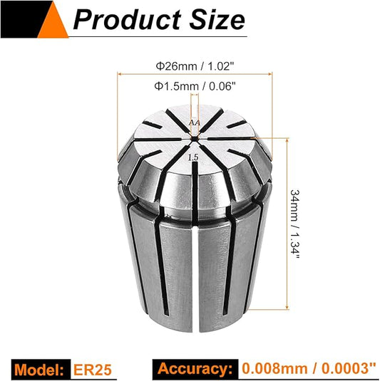 HARFINGTON Spring Collet Chuck ER25 1.5mm 65Mn Spring Steel Precision Router Collets for CNC Engraving Milling Lathe Tool