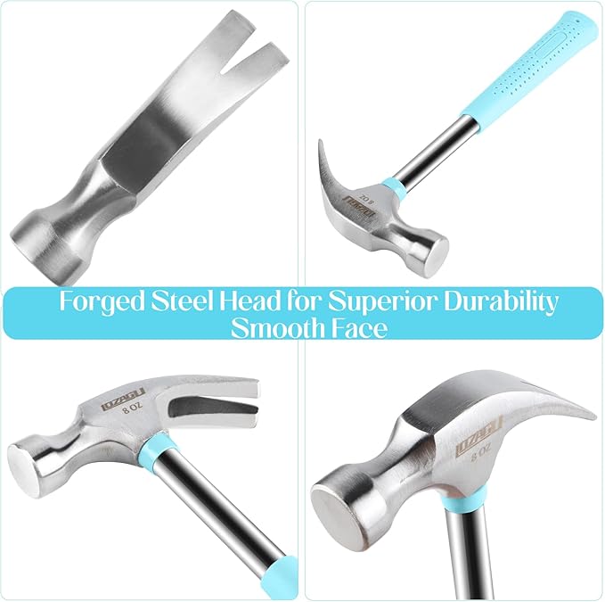8oz Hammer, 2-Piece Small Claw Hammer & Rubber Mallet Hammer Mini Hammer Set