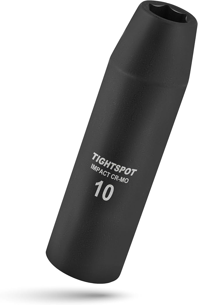 TIGHTSPOT 3/8 Inch Drive - 10 mm Deep Impact Socket with Anti-Rounding 6 Point Design, Heat-Treated CRMO Steel, Metric