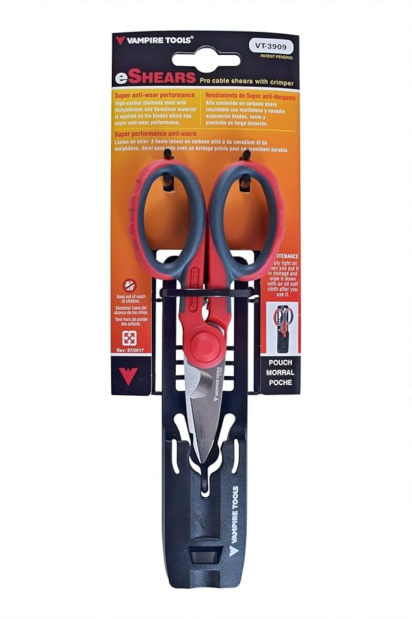 VAMPLIERS 5.5" Multipurpose Electrician Scissors, Premium High Carbon Stainless Steel Utility Shears ??Cut Cables, Strip Insulation, Cut Copper Sheets, Crimp Terminals, and Clean Electrical Boxes.