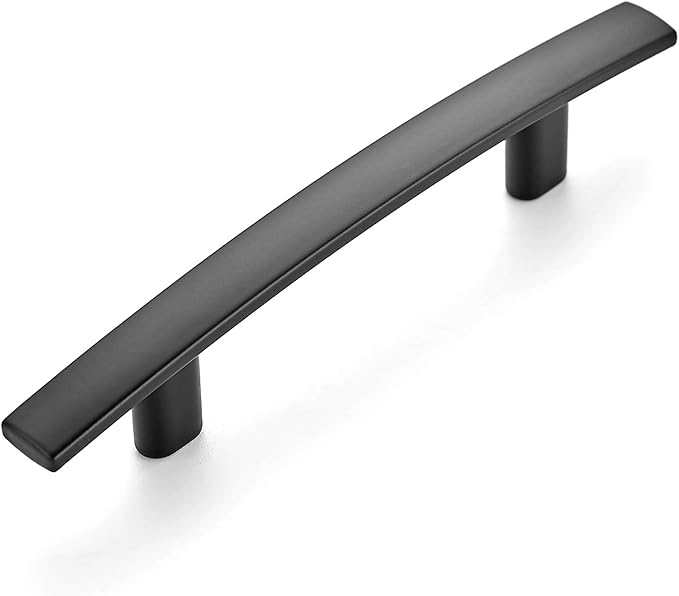 Ravinte 3 Pack | 5-3/16'' Curved Cabinet Pulls Matte Black Kitchen Drawer Pulls Arch Cabinet Handles 5-3/16?쒵ength, 3??Hole Center