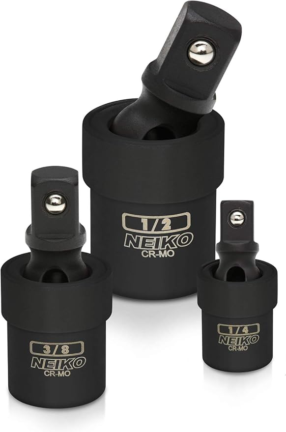 NEIKO 02486A Impact Universal Joint-Socket Swivel Set, Socket Extension Set Made From Cr-Mo with Included 1/4-, 3/8-, and 1/2-Inch Sockets, Set of 3