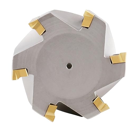 Accusize Industrial Tools 2-1/2'' Cutting Diameter by 6-1/8'' Oal 90 Degree R8 Shank Indexable End Mill with 6 Apkt1604 Carbide Inserts, 0028-6907